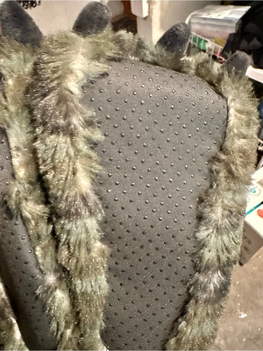 Carter's Olive Green Faux Fur Boot Slippers with Sparkle